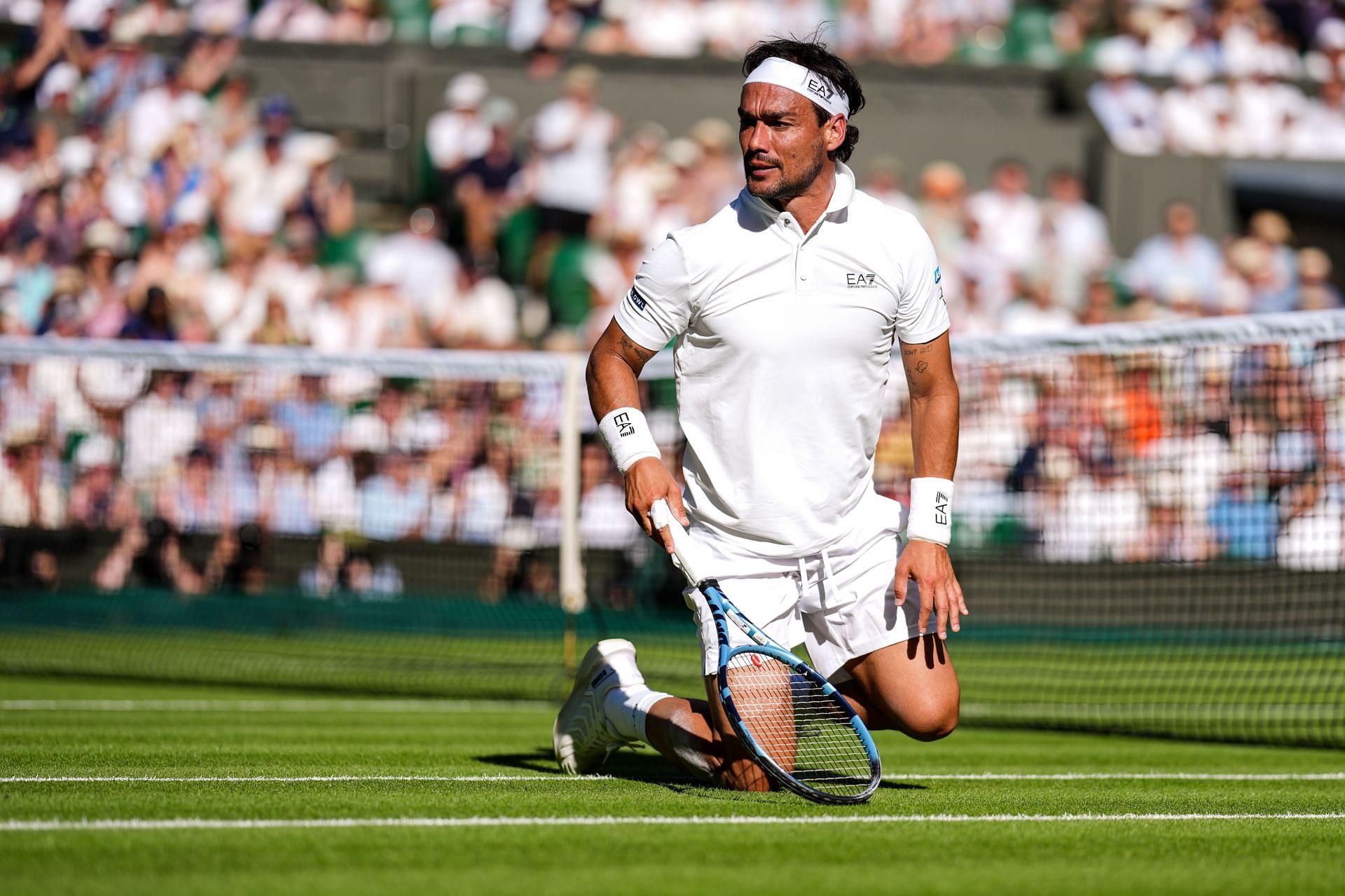 Playing his final match at Wimbledon, Fabio Fognini pushed Carlos Alcaraz to the brink. (Source: Getty)